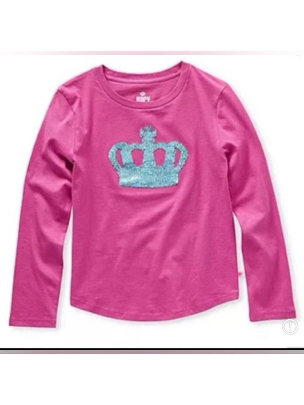 Size XXS 4/5 Girls Juicy Couture Pink Long Sleeve Tee with Blue Sequin Crown